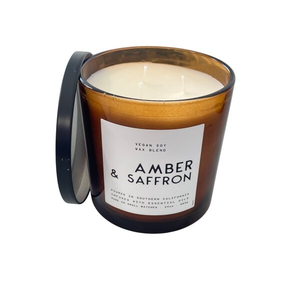 Leoben Company Amber & Saffron Candle 24oz Vegan Soy Wax With Essential Oils - Picture 1 of 6